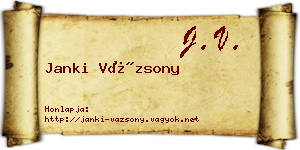 Janki Vázsony névjegykártya